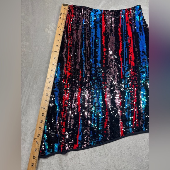 NWT Anthropologie Dazzler All Over Sequins Striped Asymmetrical Lenon Skirt S - Picture 9 of 16